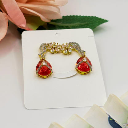 Red Casual Stone Earrings for Women