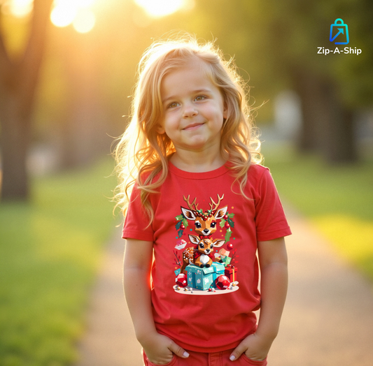 Kid's Christmas Shirt | Reindeer Design