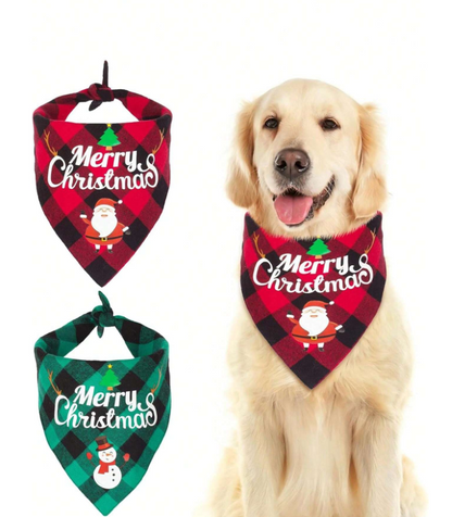 1pc Christmas Triangle Scarf for Dogs - Festive Pet Party Accessory