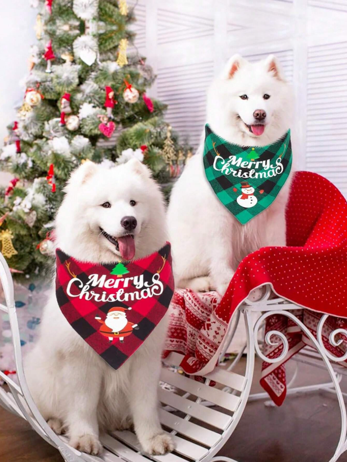 1pc Christmas Triangle Scarf for Dogs - Festive Pet Party Accessory