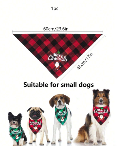 1pc Christmas Triangle Scarf for Dogs - Festive Pet Party Accessory